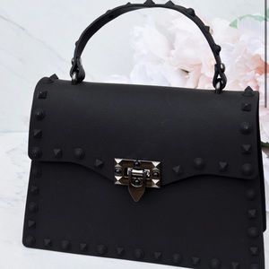 Rockstud Top Handle Black Bag